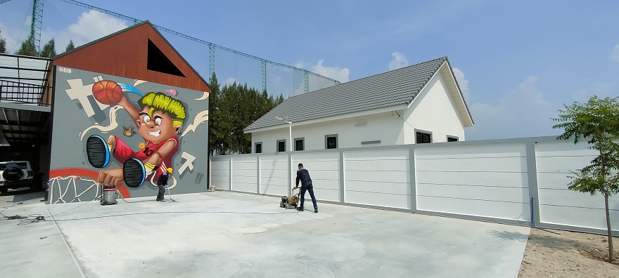 พื้นสนามบาสในบ้าน-รับทำพื้นสนามบาสเกตบอลราคา-